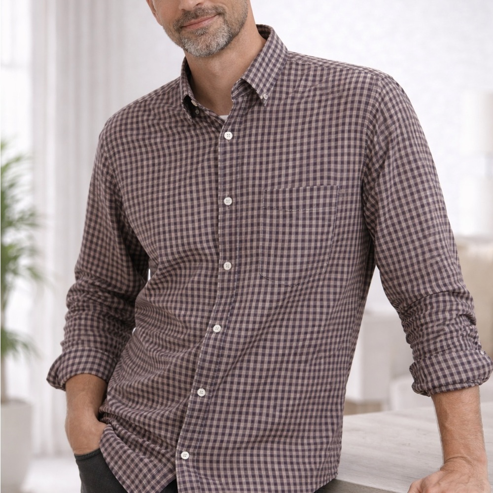 Perry Ellis 100% Cotton Button-Down Shirt – Size L
